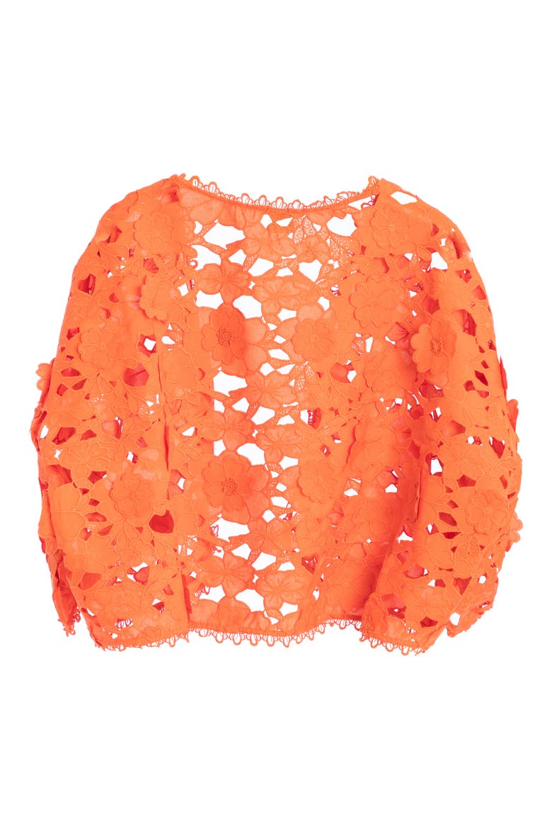 Floral Lace Cutout Bolero Cardigan, Alternate, color, ORANGE