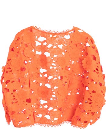 Floral Lace Cutout Bolero Cardigan