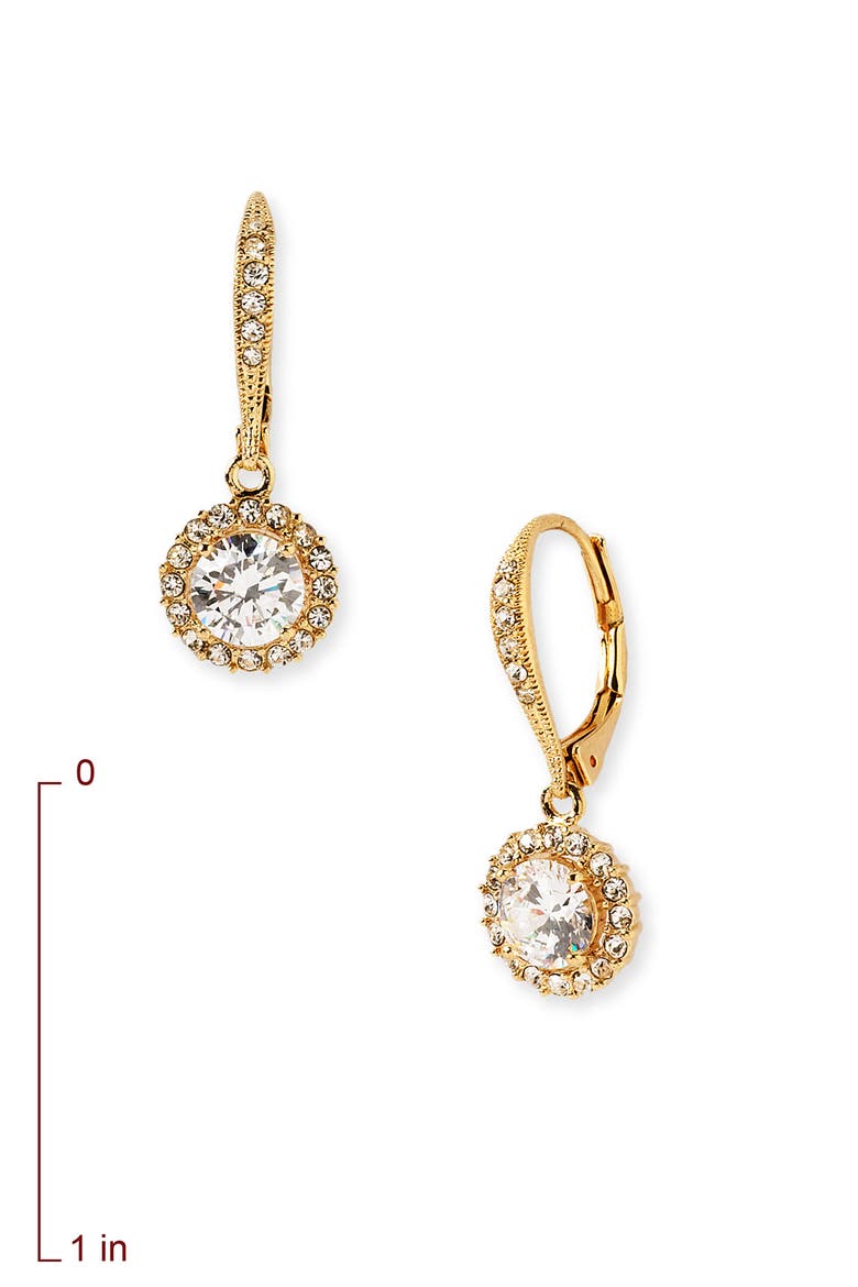 Cubic Zirconia Drop Earrings, Alternate, color, GOLD/ CLEAR CRYSTAL