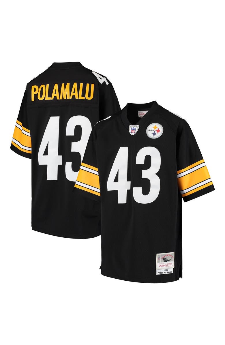 Mitchell & Ness Youth Mitchell & Ness Troy Polamalu Black Pittsburgh Steelers 2005 Gridiron Classics Retired Player Legacy Jersey, Main, color, 