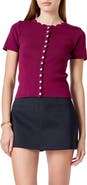Endless Rose Scallop Accent Button Front Knit Top