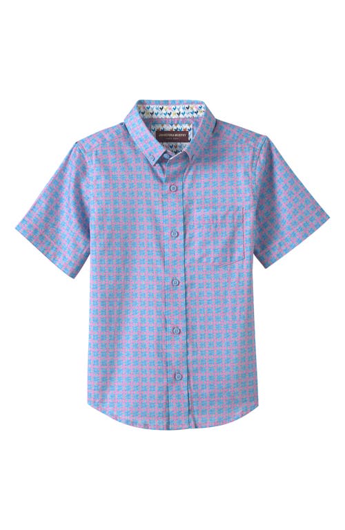 Johnston & Murphy Kids' Watermelon Print Short Sleeve Button-up Shirt In Blue
