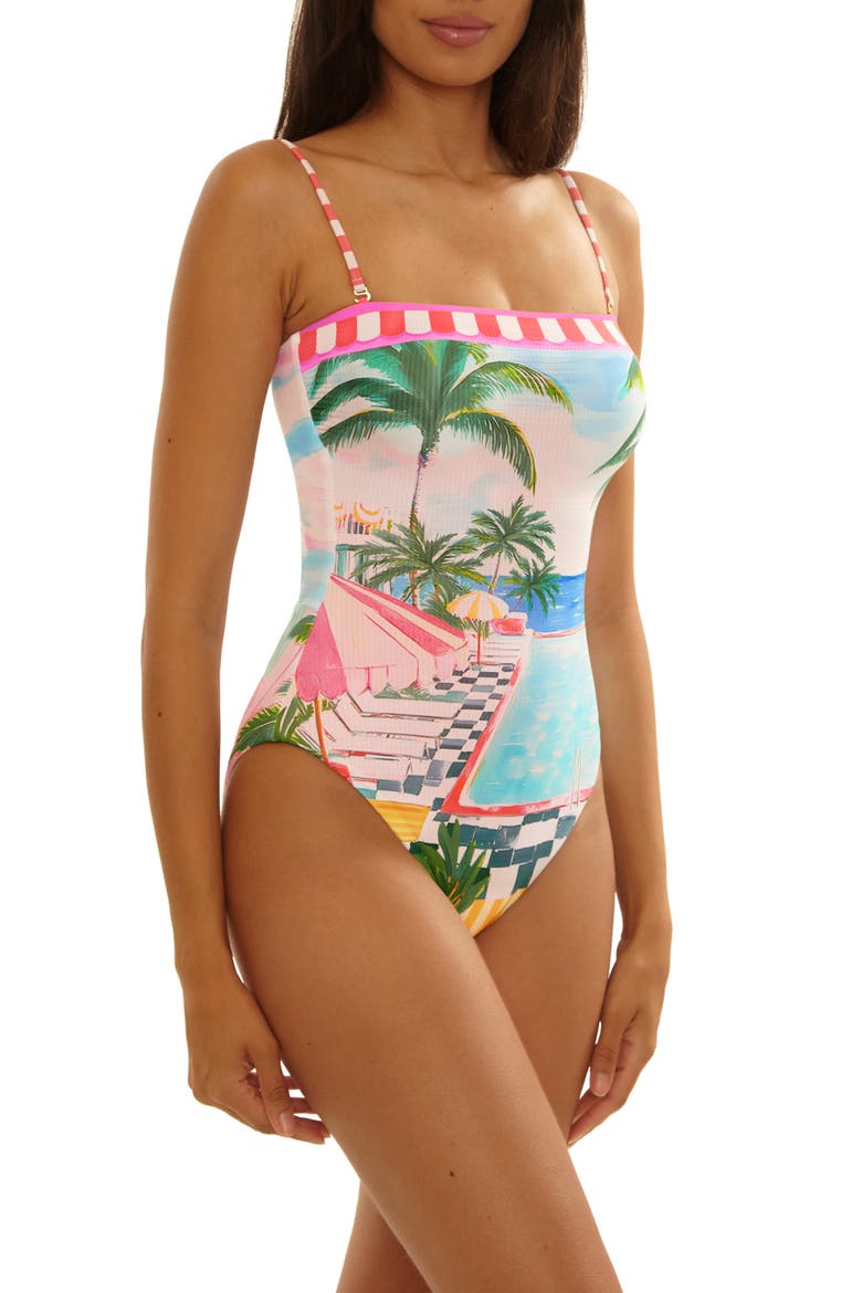 Miami Beach One-Piece Swimsuit, Alternate, color, PINK BLUE MULTI