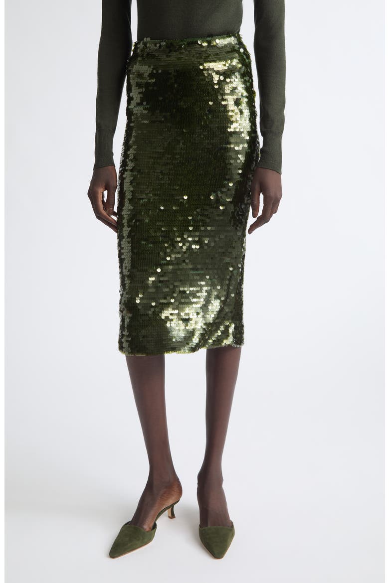 Sequin Knit Pencil Skirt, Main, color, FOREST GREEN