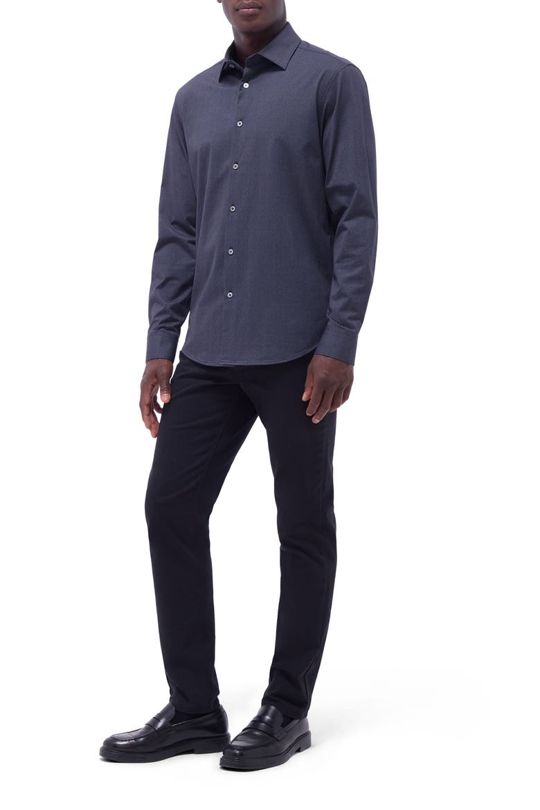 Jimmy OoohCotton® Herringbone Button-Up Shirt, Alternate, color, BLACK