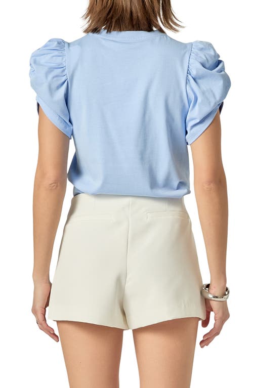 English Factory Gathered Sleeve Knit Top In Powder Blue