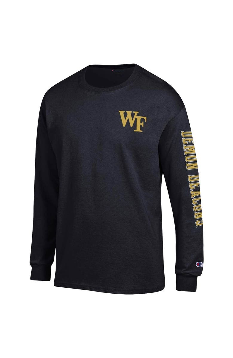 Champion Men's Champion Black Wake Forest Demon Deacons Team Stack Long Sleeve T-Shirt, Alternate, color, Black