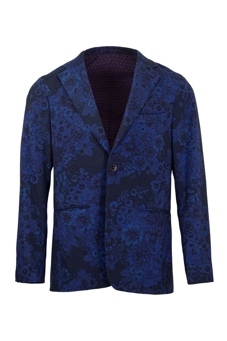 Judd Fully Lined Tailored Wool Blazer, Main, color, Marco Floral Midnight