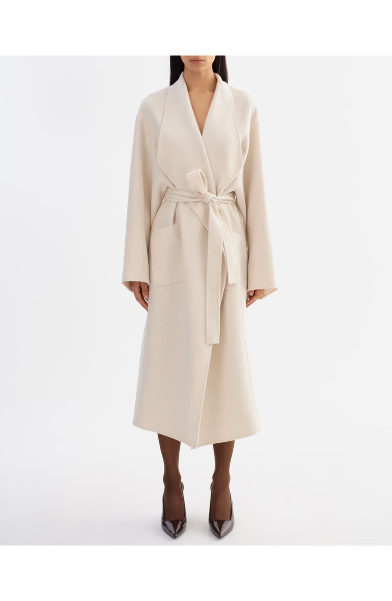LAMARQUE Coreen | Belted Wool Maxi Coat, Main, color, Whisper White