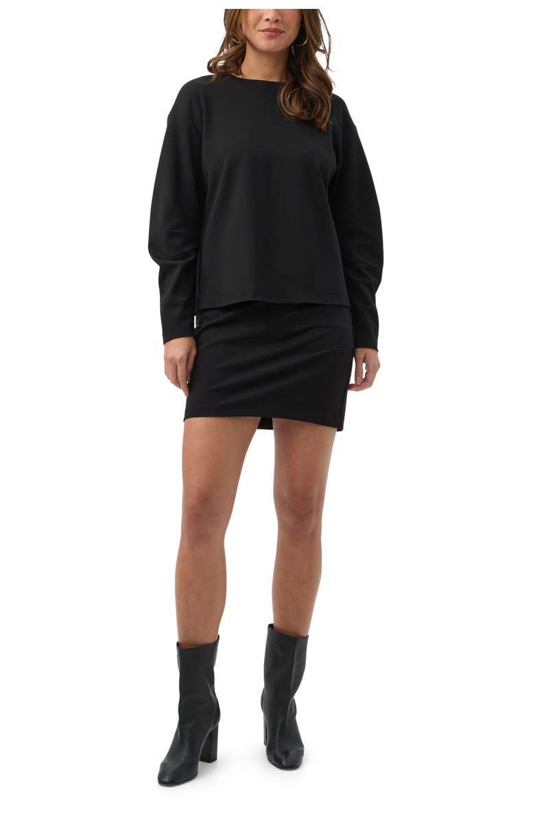 Trina Turk Savoy Long Sleeve Ponte Top, Alternate, color, Black