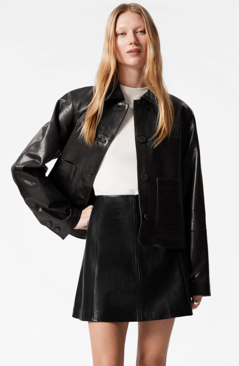 & Other Stories Leather Miniskirt, Alternate, color, 