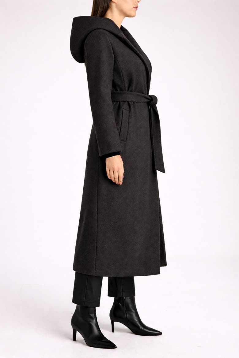 Cashmere Hooded Long Coat, Alternate, color, Charcaol