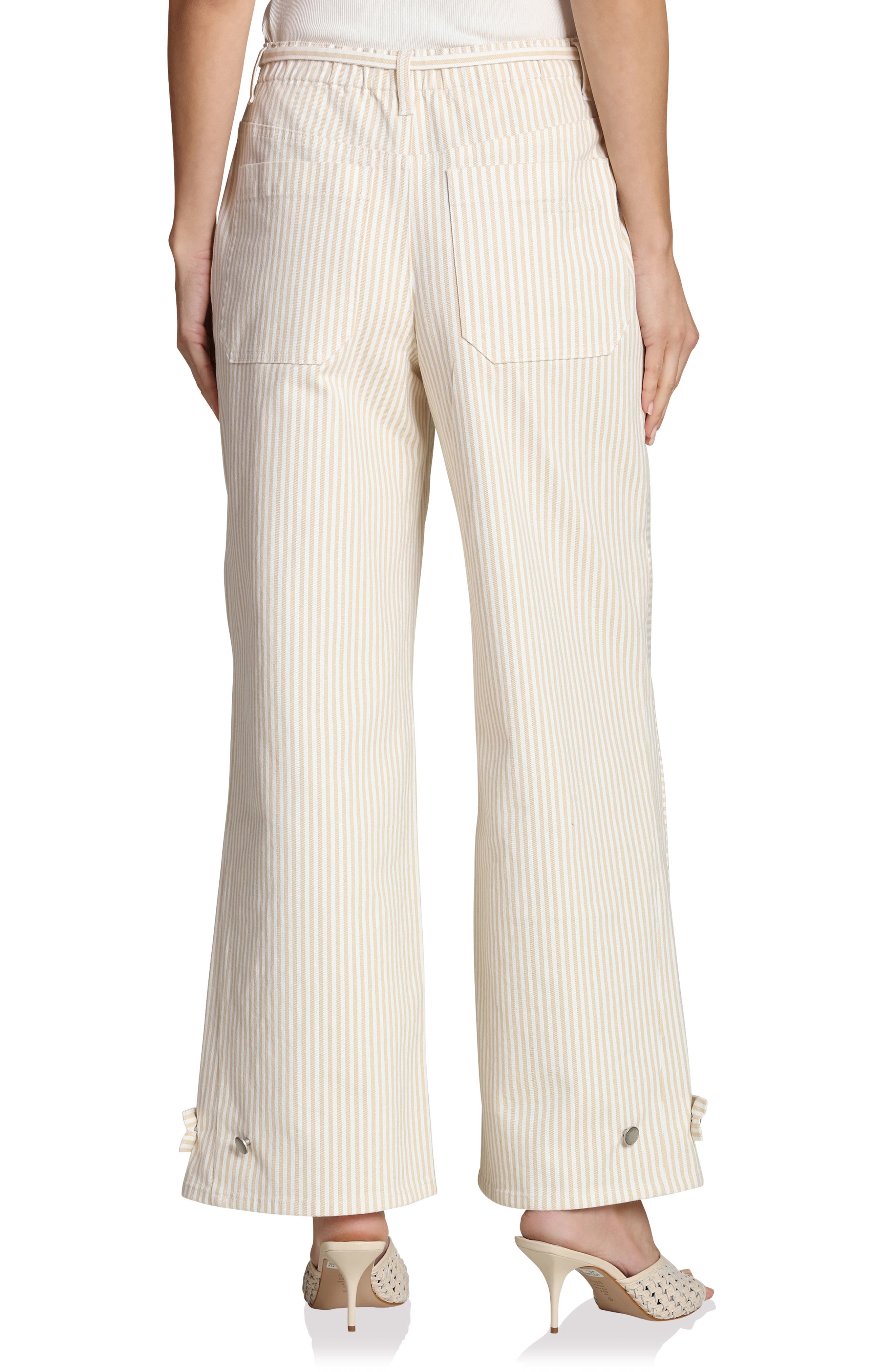 Tie Waist Patchwork Wide Leg Pants - image 2
