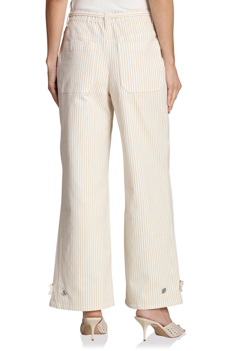 Tie Waist Patchwork Wide Leg Pants, Alternate, color, BEIGE - WHITE STRIPE