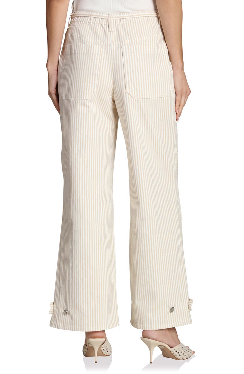 Avec Les Filles Tie Waist Patchwork Wide Leg Pants, Alternate, color, Beige - White Stripe