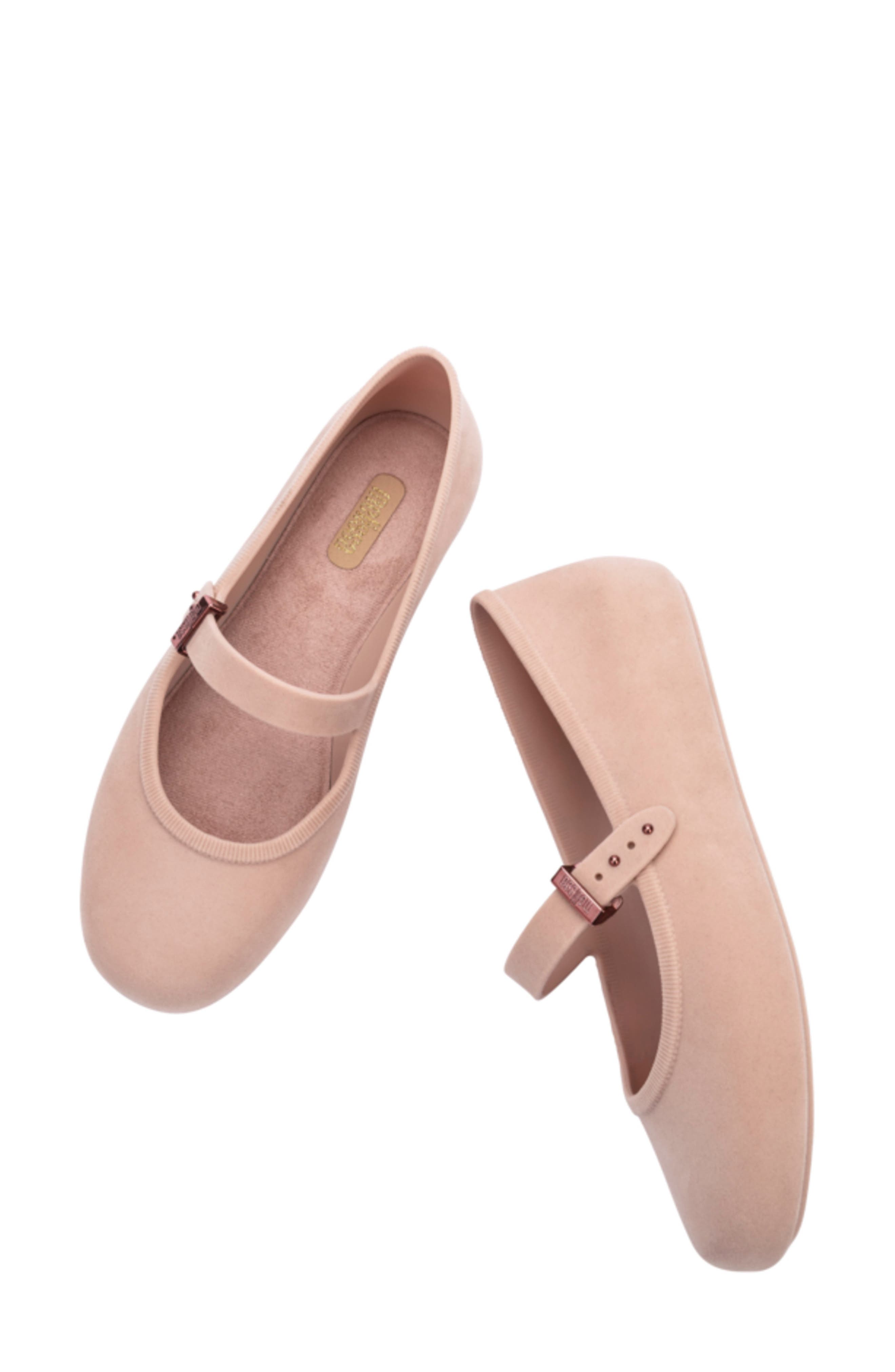 Melissa Soft Velvet Ballerina Flat, Alternate, color, Pink