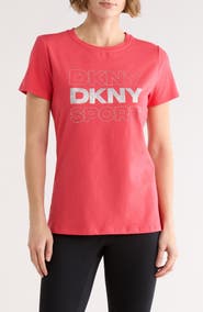 DKNY Rhinestone Glitter Logo T-Shirt