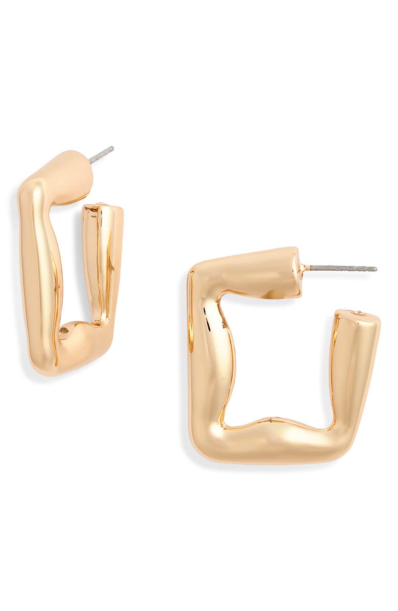 Open Edit Chunky Square Hoop Earrings, Main, color, Gold