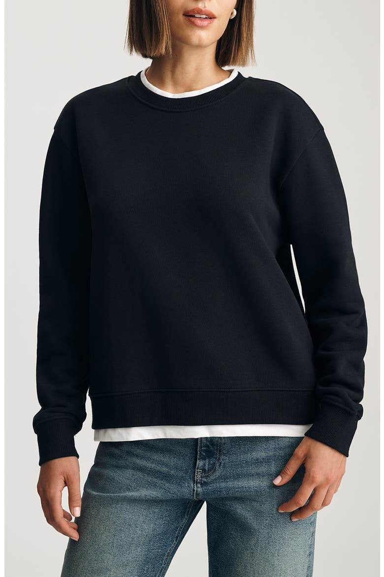Contrast Trim Cotton Sweatshirt, Main, color, BLACK