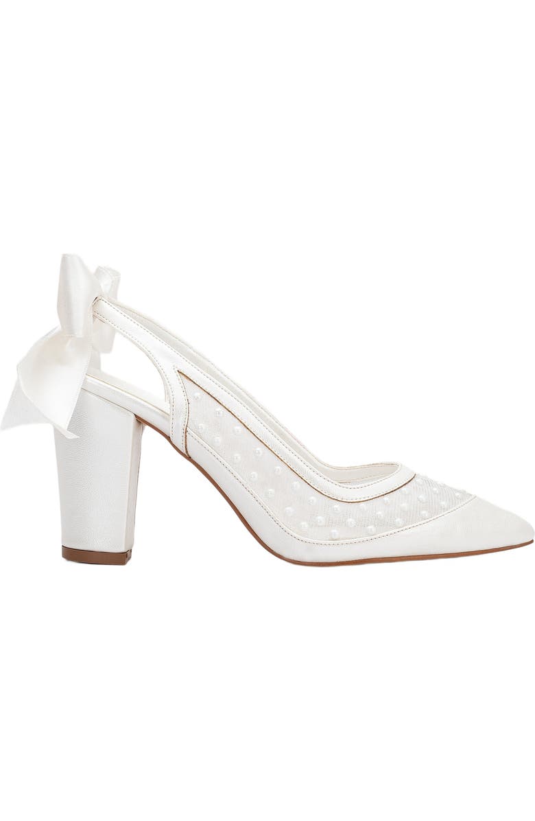 Forever & Always Shoes Fleur Lace Slingback Wedding Heels with Back Bow, Main, color,