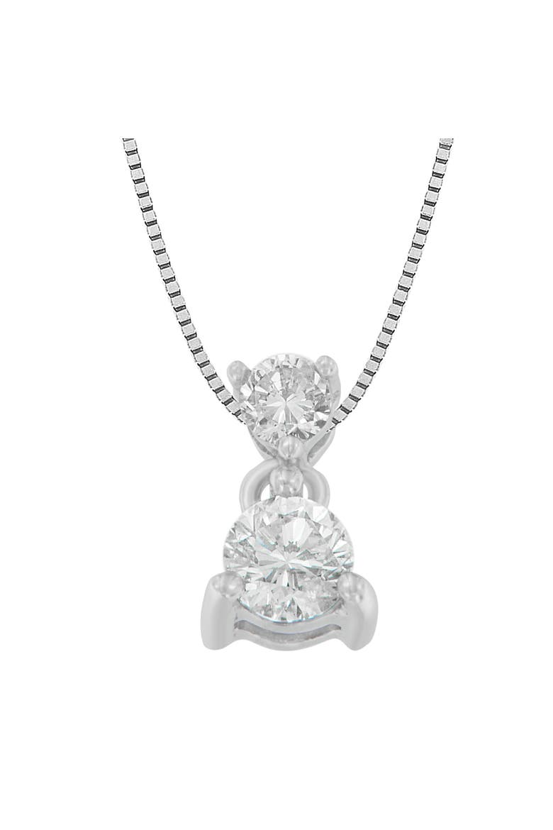 14K White Gold 1/2 cttw Round Cut Diamond Pendant Necklace, Main, color, White