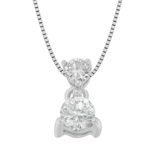 14K White Gold 1/2 cttw Round Cut Diamond Pendant Necklace