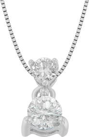 Haus of Brilliance 14K White Gold 1/2 cttw Round Cut Diamond Pendant Necklace