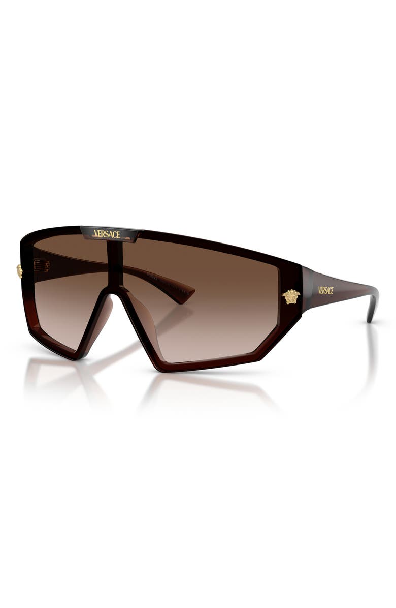 Versace Medusa Horizon 147mm Shield Sunglasses, Alternate, color, Transparent Brown / Brown