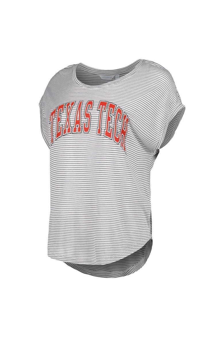 Women's White/Charcoal Texas Tech Red Raiders Day Trip Striped Scoop Neck T-Shirt, Alternate, color, White