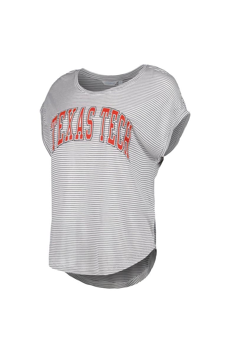 CAMP DAVID Women's White/Charcoal Texas Tech Red Raiders Day Trip Striped Scoop Neck T-Shirt, Alternate, color, 