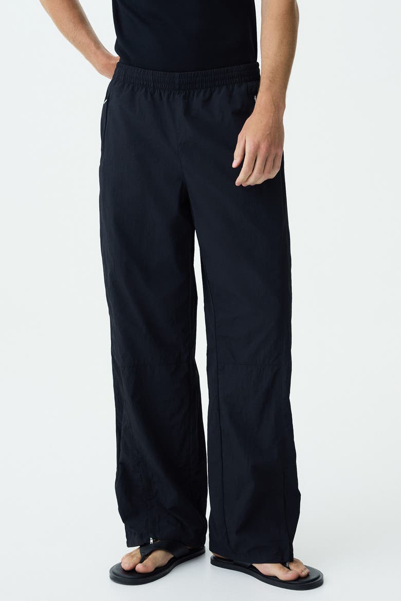 Loose-fit Nylon Track Pants, Alternate, color, Black
