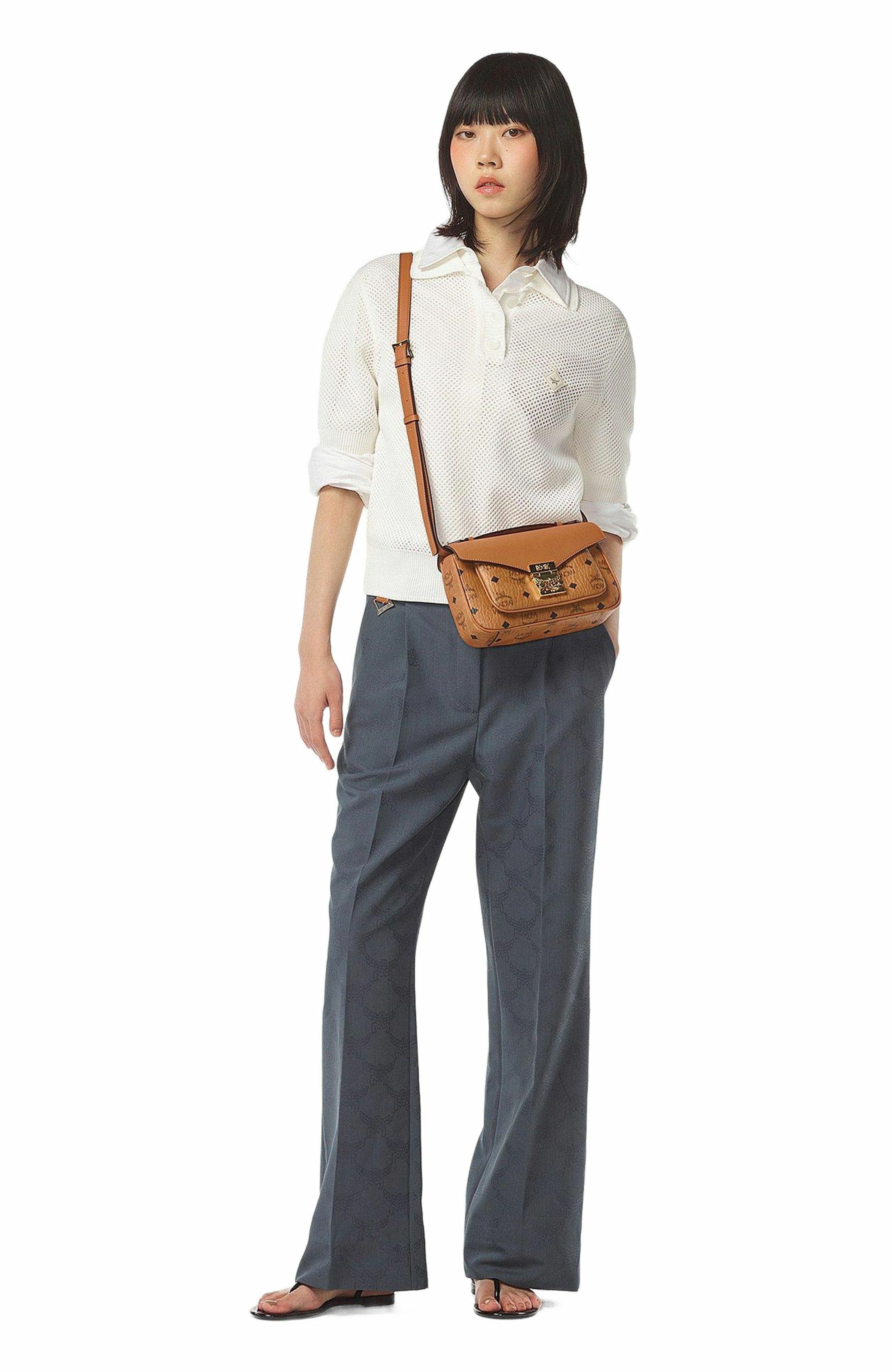 MCM Tracy Crossbody in Visetos, Alternate, color, Cognac