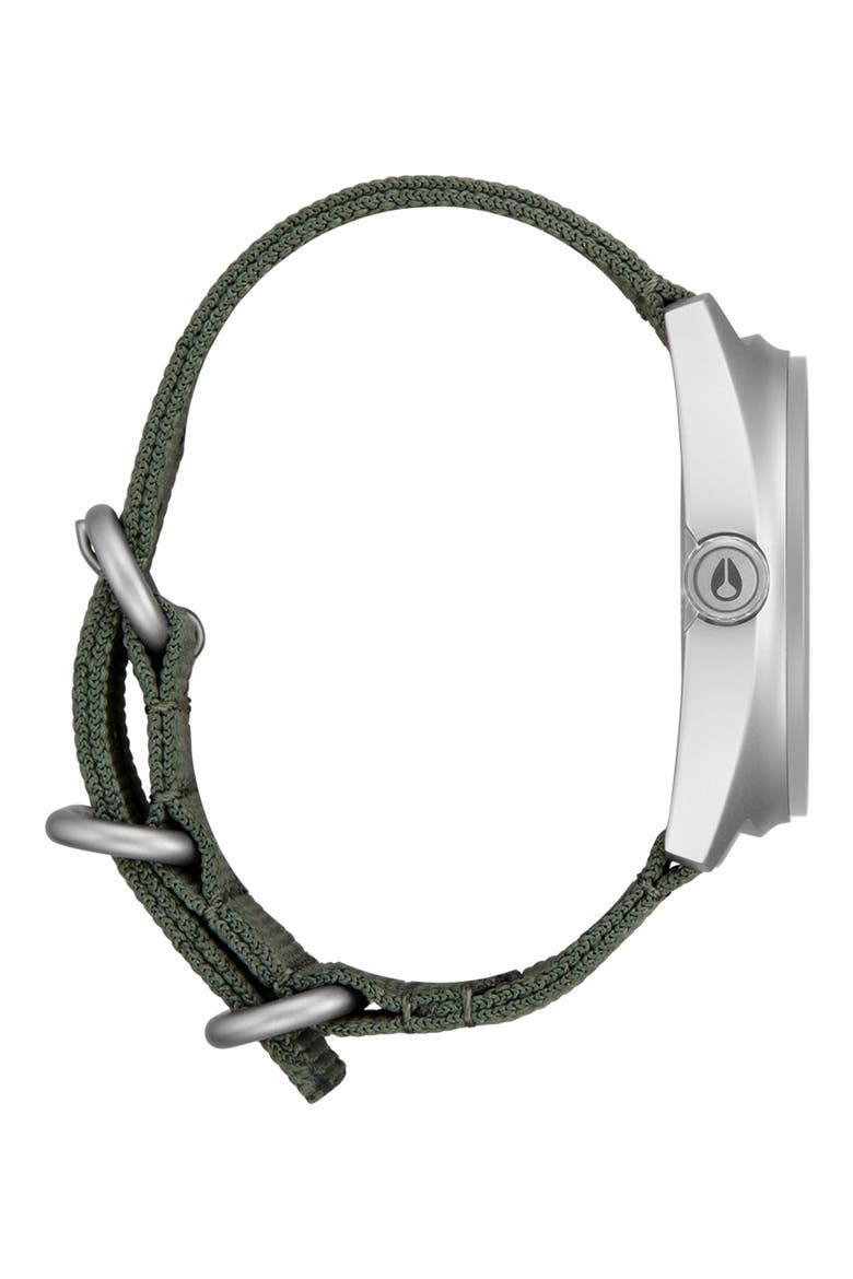 Clutch Webbing Strap Watch, 42mm, Alternate, color, MATTE SILVER / THYME