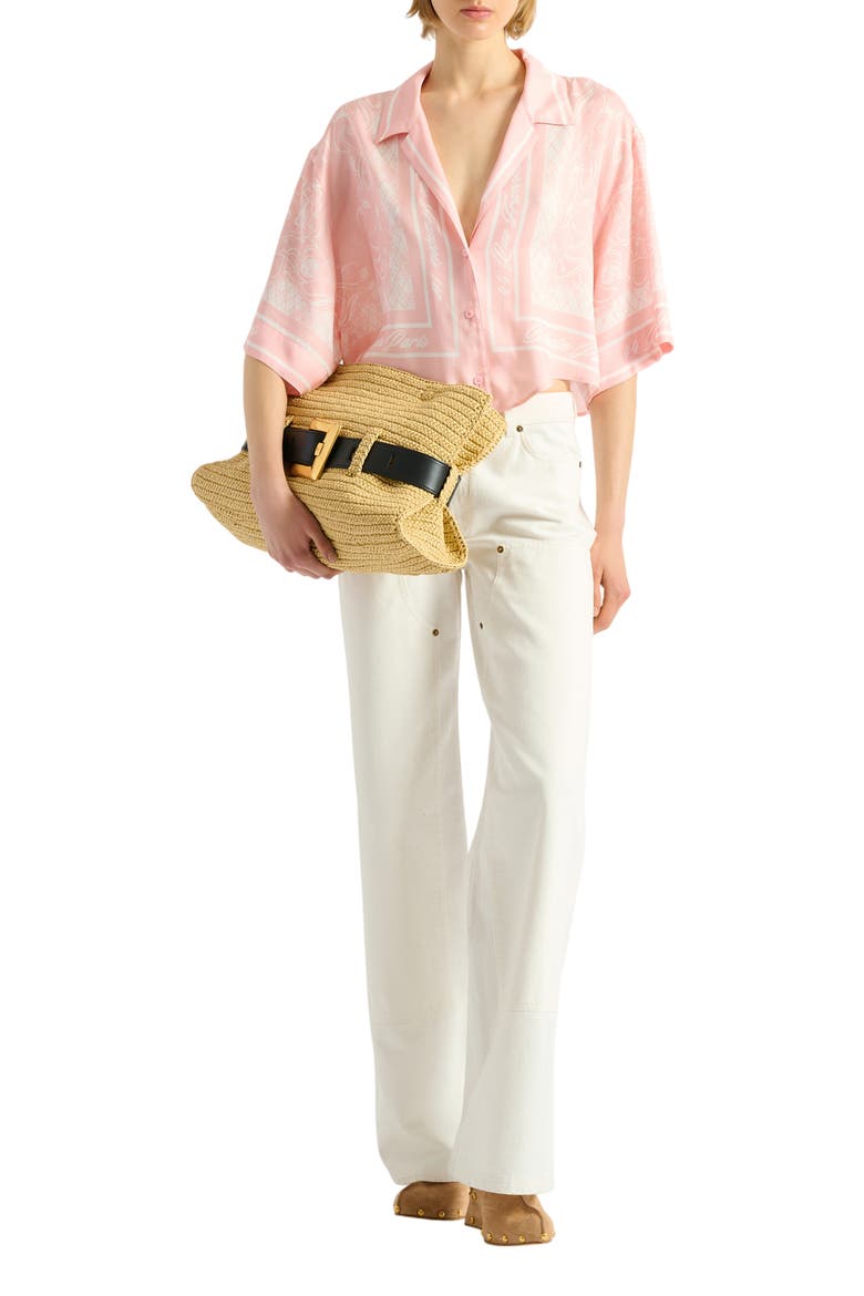 Printed Foulard pyjama shirt, Alternate, color, pink