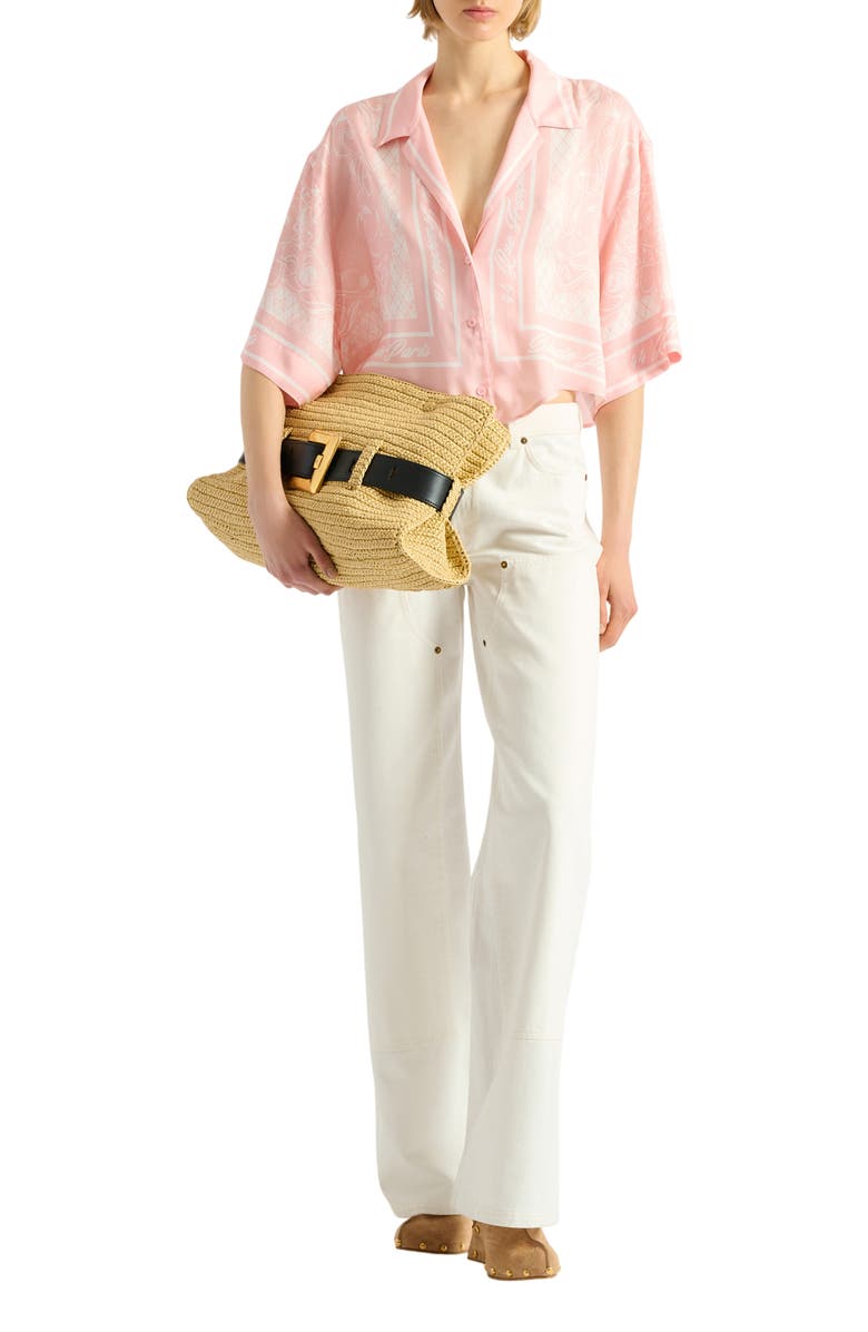 Balmain Printed Foulard pyjama shirt, Alternate, color, Pink
