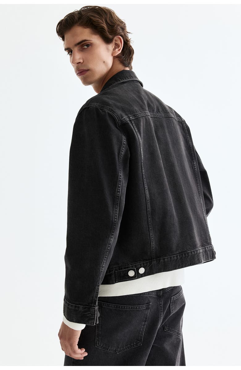 H&M Denim Trucker Jacket, Alternate, color, Black