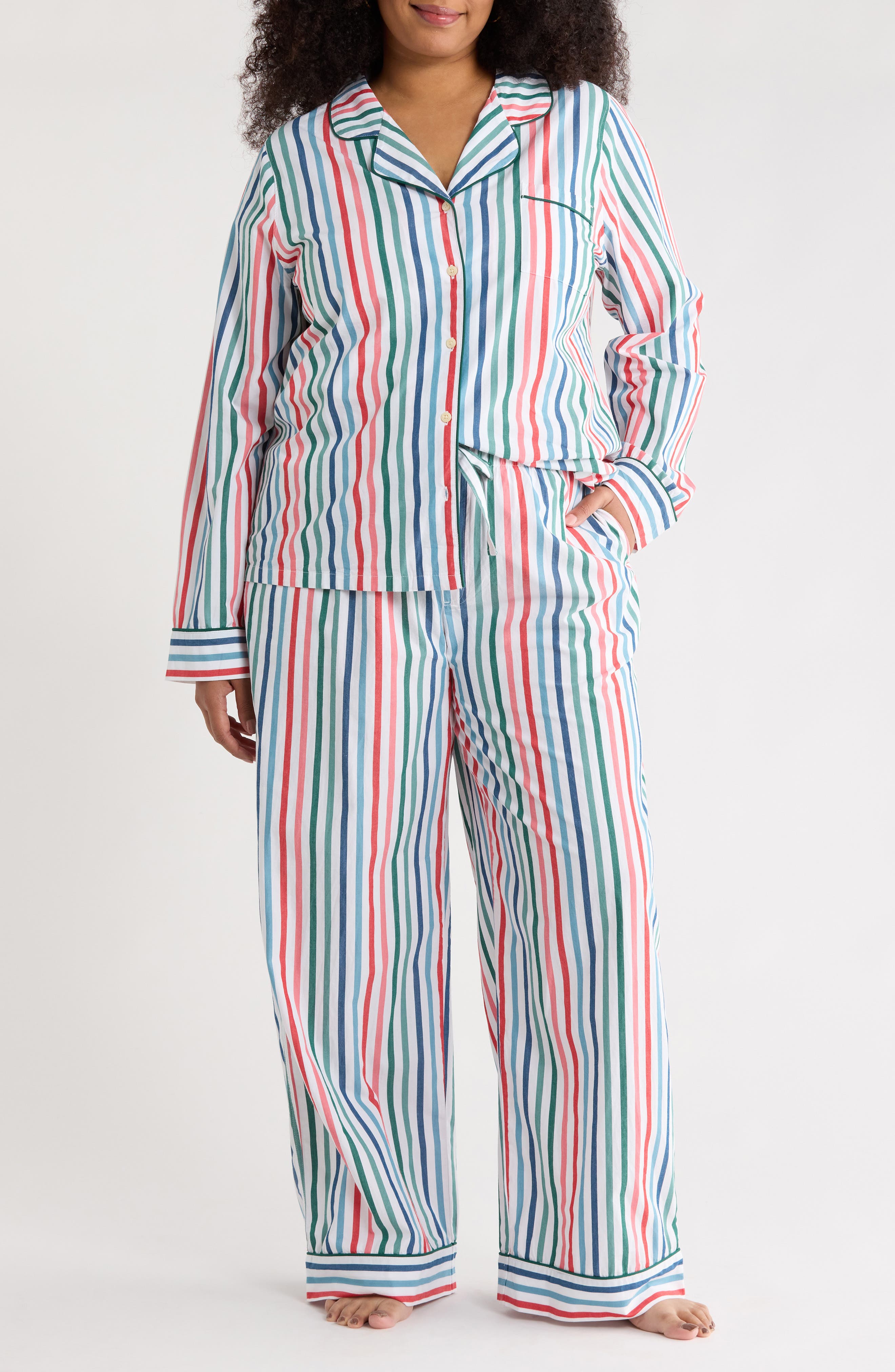 IVORY- RED MULTI STRIPE