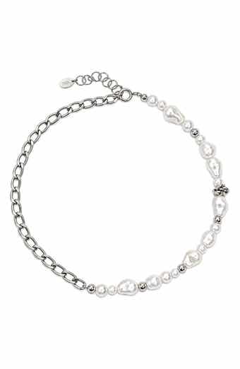 Liquid Faux Pearl & Chain Necklace