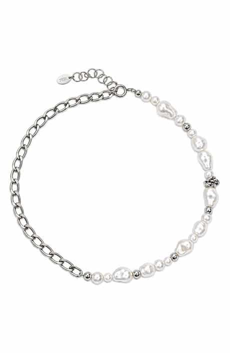 REBL Liquid Faux Pearl & Chain Necklace