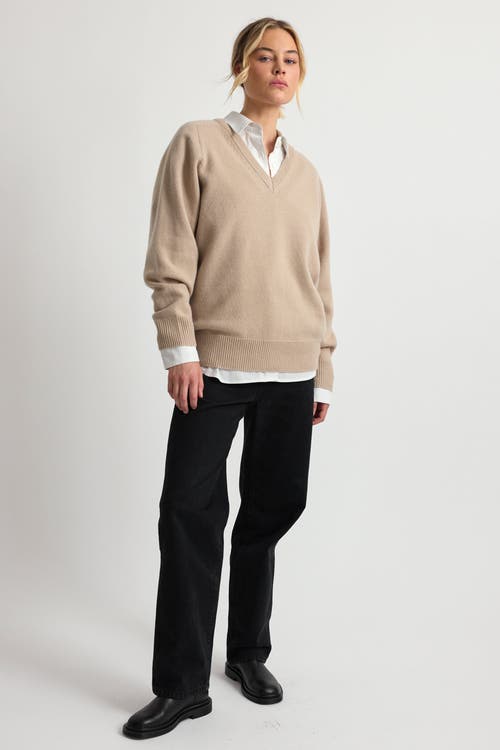 Almina Concept Wool V Neck Sweater In Beige