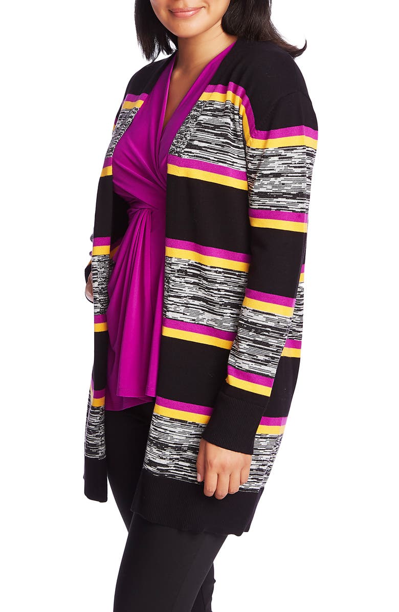 Chaus Stripe Open Front Cardigan, Alternate, color, 