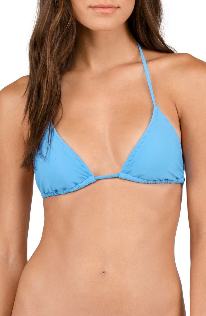 Volcom Simply Solid Triangle Bikini Top, Main, color,