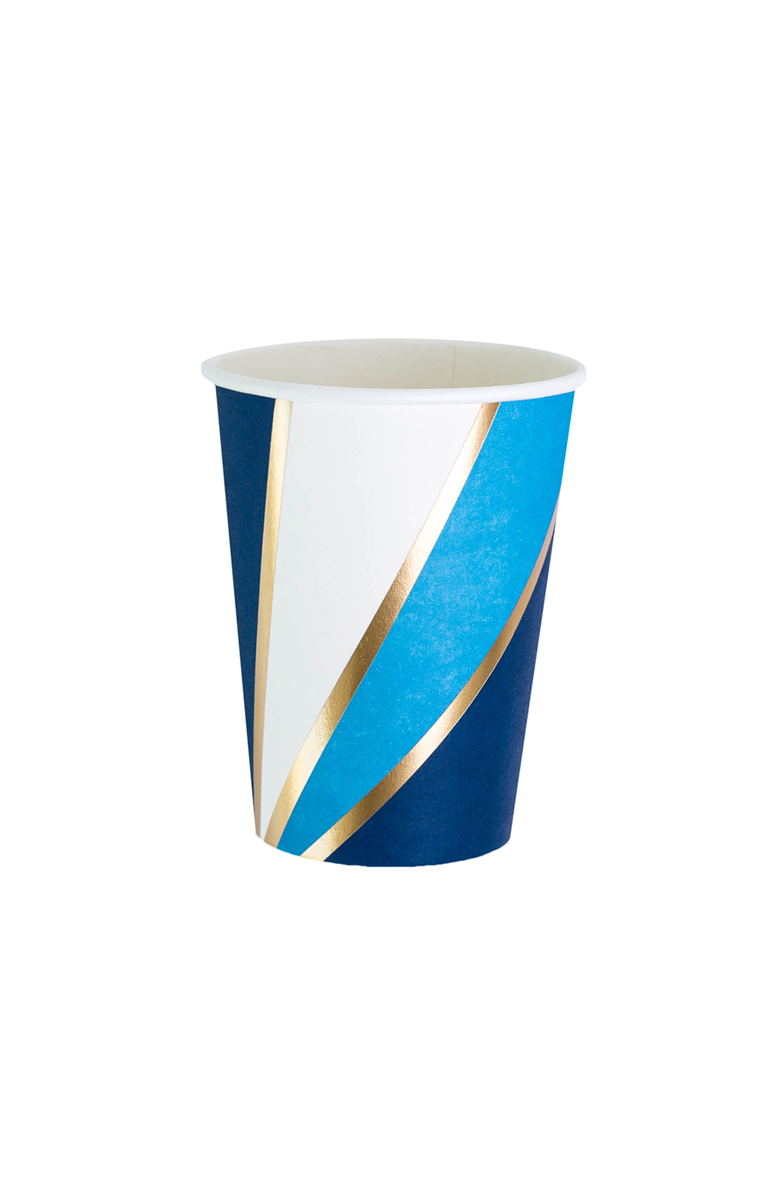 Jollity & Co. The Markle Blue and Gold 12 oz Paper Cups, Main, color, Assorted Pre-Pack