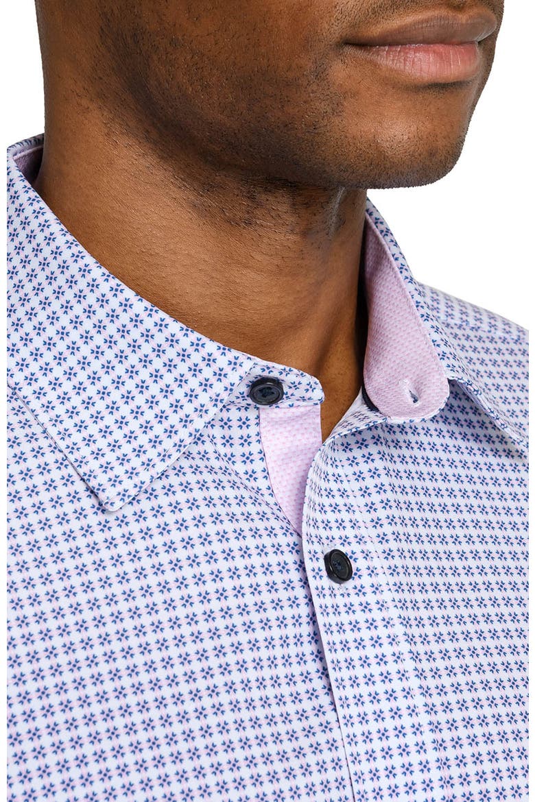 Slim Fit Round Geo Woven Long Sleeve Basic Shirt, Alternate, color, PINK