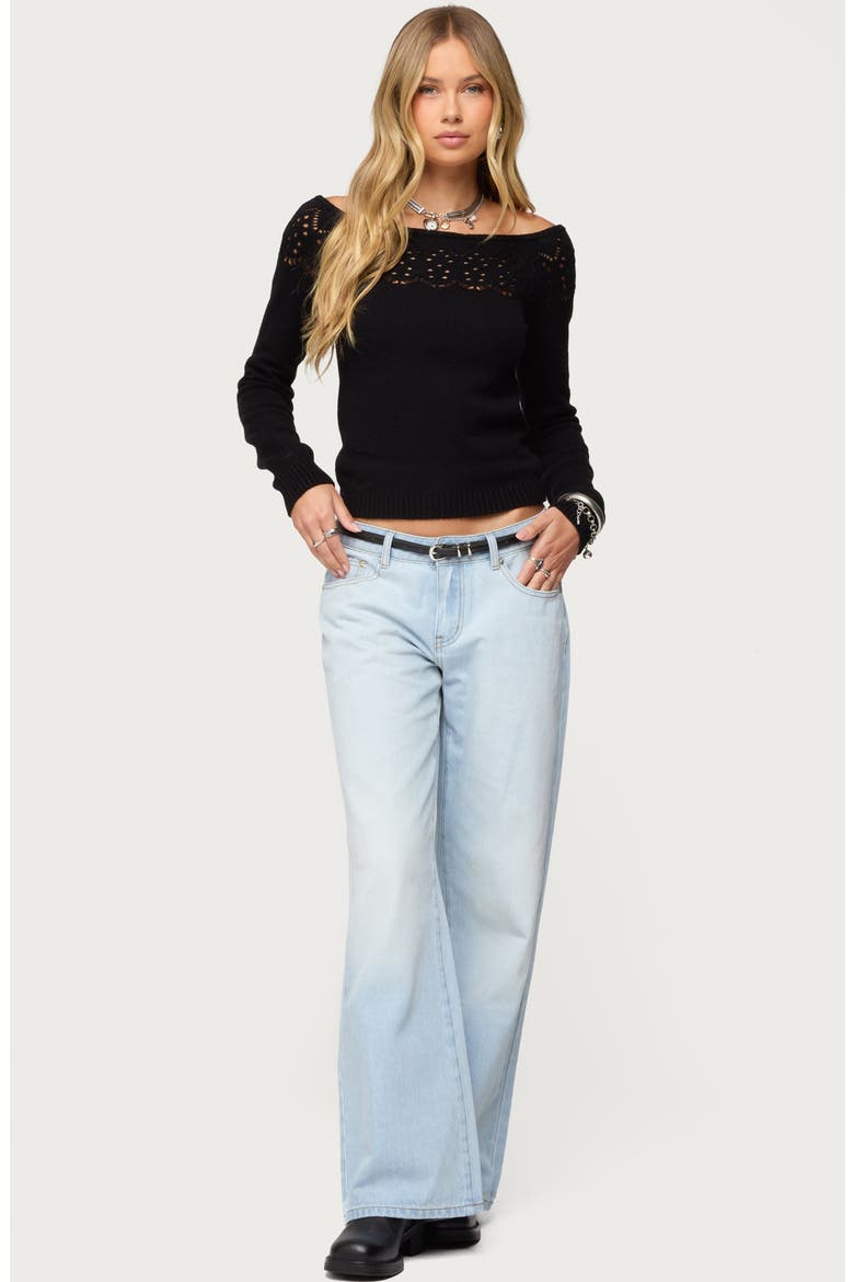 Lillis Boat Neck Crop Sweater, Alternate, color, BLACK