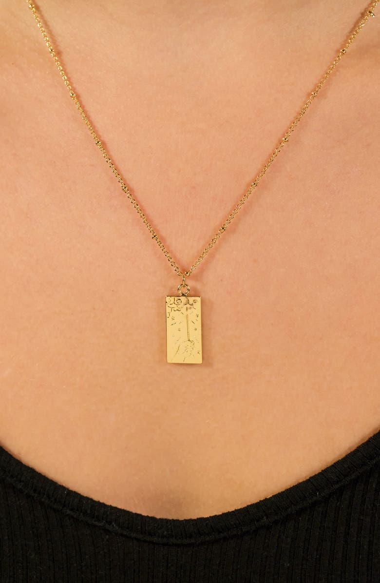 Sterling Forever The Magician Tarot Card Pendant Necklace, Alternate, color, Gold