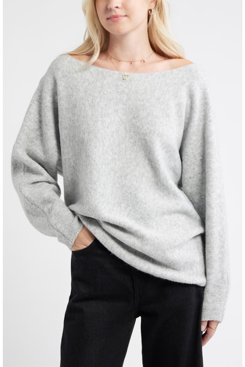 Lofty Boat Neck Oversize Sweater, Main, color, GREY HEATHER