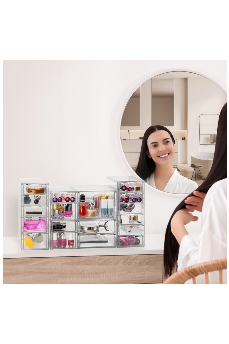 4-Pack 18-Drawer Storage Organizers, Alternate, color, CLEAR