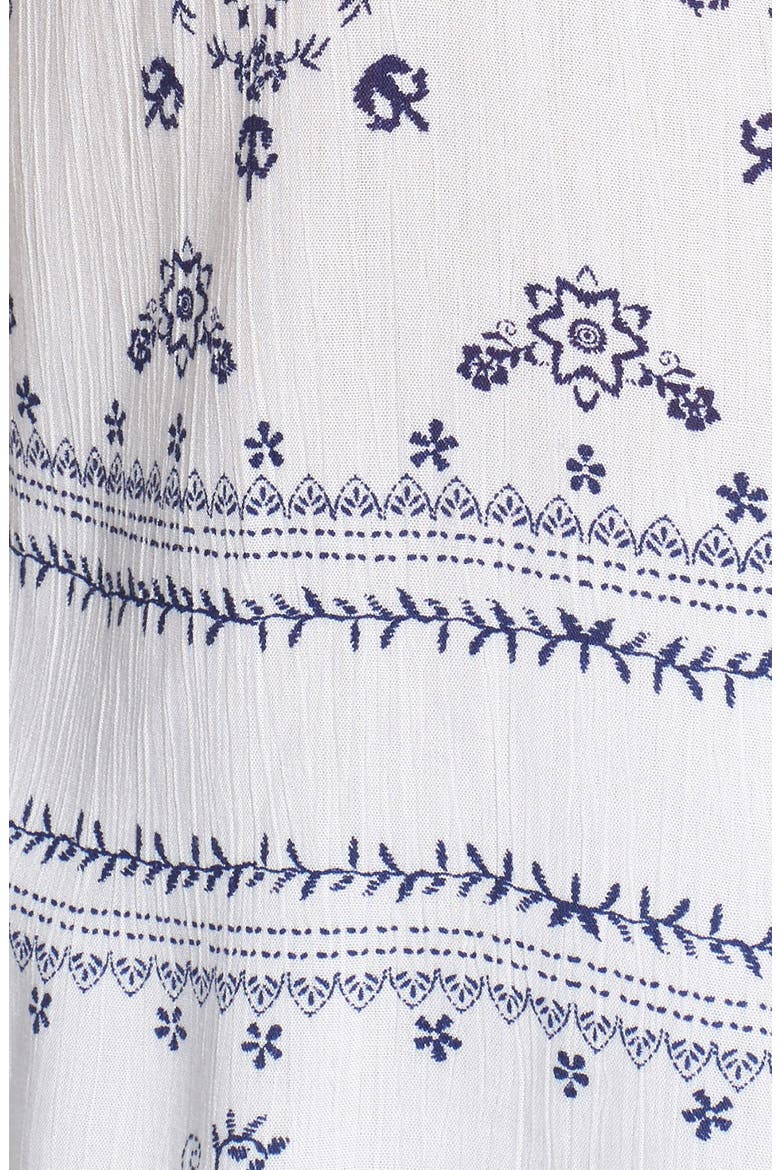 Print Lace-Up Peasant Top, Alternate, color, WHITE BANDANA PRINT