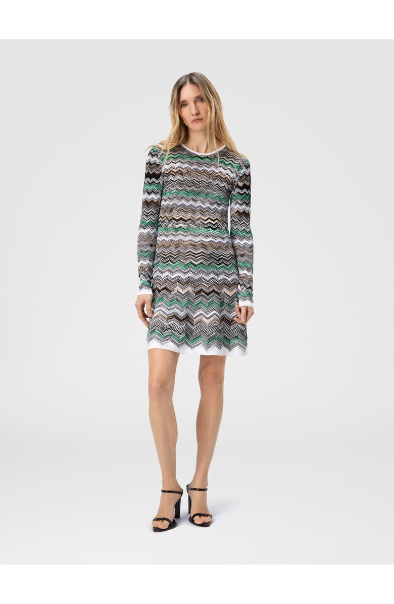 Missoni Mini Dress In English Rib Knit With Flame Pattern, Alternate, color, Multicoloured